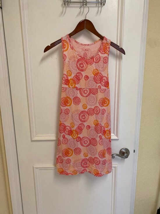 L.L. Bean Other - L.L. Bean Pink Orange 100% Cotton Racer Back Girls Dress Size 10